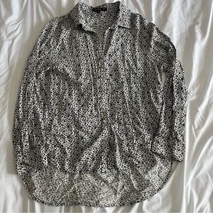 Velvet Heart White Black Flower Button Down Womens Small Blouse Long Sleeve